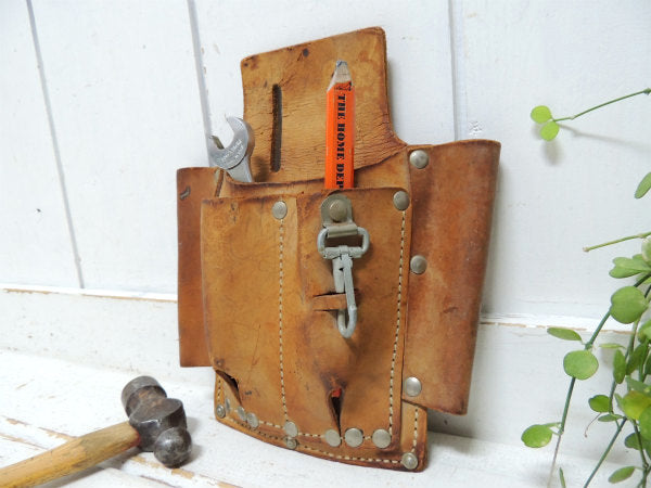 USA・レザー製・5ポケット・ヴィンテージ・ツールポーチ・工具ポーチ・DIY