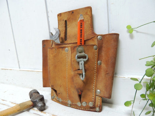 USA・レザー製・5ポケット・ヴィンテージ・ツールポーチ・工具ポーチ・DIY