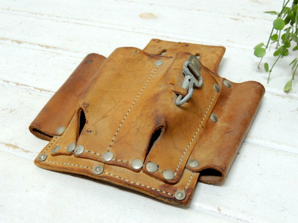 USA・レザー製・5ポケット・ヴィンテージ・ツールポーチ・工具ポーチ・DIY