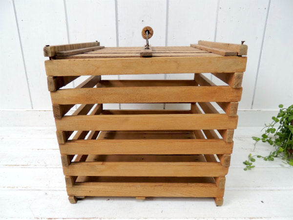 エッグクレート USA 木製・折りたたみ式 アンティーク・バスケット・木箱・エッグケース