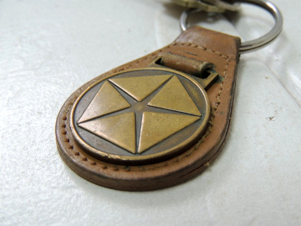 【クライスラー・アメ車】ヴィンテージ・革・茶色・レザーキーホルダー・鍵2本付き・モーター系