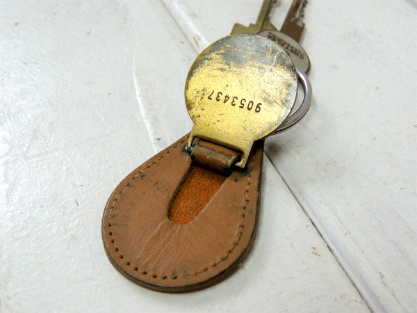 【クライスラー・アメ車】ヴィンテージ・革・茶色・レザーキーホルダー・鍵2本付き・モーター系