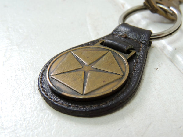 【クライスラー・アメ車】ヴィンテージ・革・黒色・レザーキーホルダー・鍵2本付き・モーター系