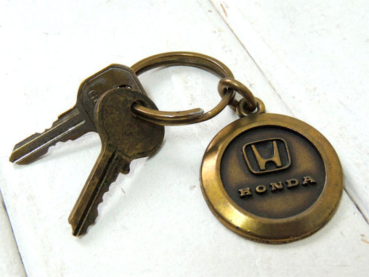 【USホンダ・HONDA・アメ車・GAS】ビンテージ・メタル製・キーホルダー・鍵2本付き・モーター系