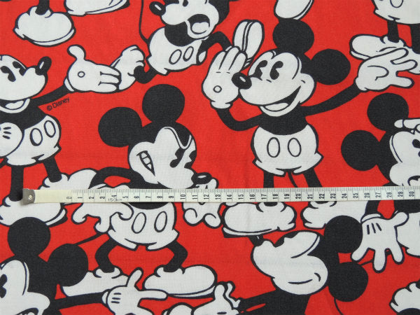 ミッキーマウス ディズニー 赤 リメイク 総柄 ヴィンテージ ユーズドシーツ(ボックスタイプ)USA