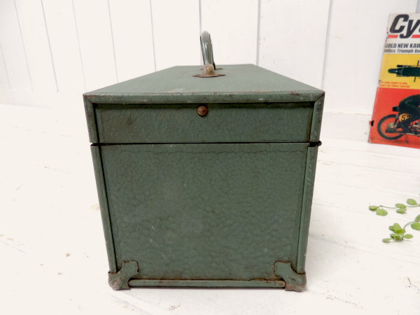 【Kennedy Kits】モスグリーン色・メタル製・2段式・ヴィンテージ・ツールボックス/工具箱