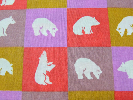 クマ くま 熊 ブロックチェック ベアー デッドストック ヴィンテージ ファブリック 生地 テキスタイル USA