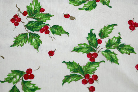 クリスマス ヒイラギ ヴィンテージ テーブルクロス ファブリック 大判 ハンドメイド 手芸 USA