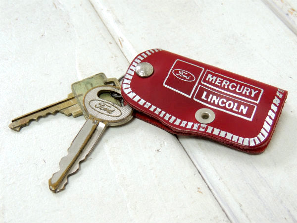 【Ford・フォード・リンカーン・マーキュリー・アメ車】ビンテージ・革・キーケース・鍵2本付き