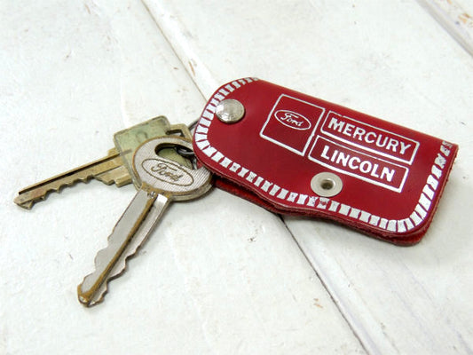 【Ford・フォード・リンカーン・マーキュリー・アメ車】ビンテージ・革・キーケース・鍵2本付き