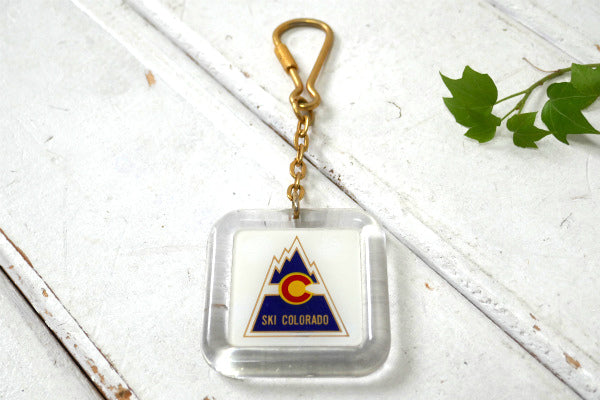SKI・スキー・コロラド州・デッドストック・ヴィンテージ・両面・キーホルダー USA