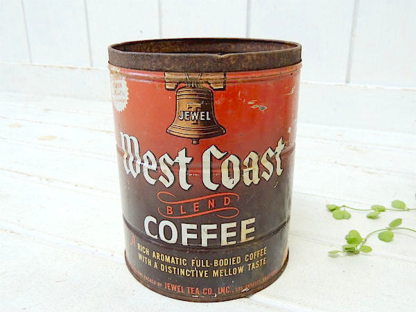 【West Coast COFFEE】ブリキ製・ヴィンテージ・コーヒー缶/ティン缶/USA