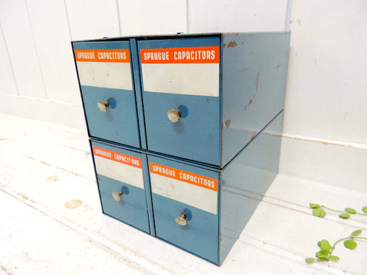 【steel blueカラー/工具箱】ヴィンテージ・卓上チェスト/キャビネット/工業系/USA