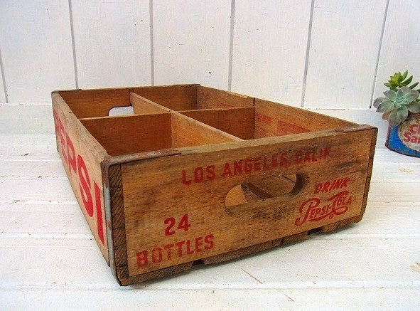 【PEPSI】ペプシコーラ・仕切り付き・ヴィンテージ・ウッドボックス/木箱　USA