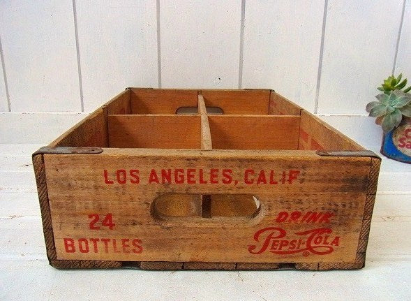 【PEPSI】ペプシコーラ・仕切り付き・ヴィンテージ・ウッドボックス/木箱　USA