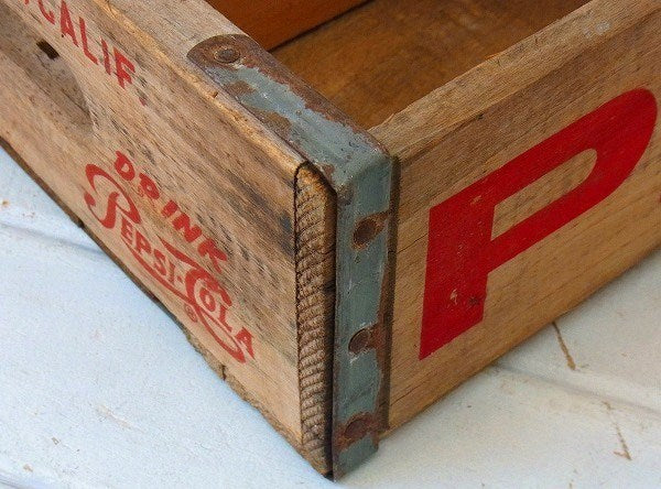 【PEPSI】ペプシコーラ・仕切り付き・ヴィンテージ・ウッドボックス/木箱　USA