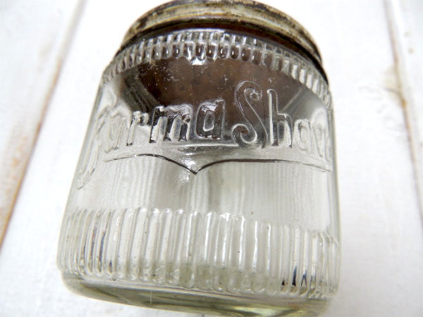 【Burma Sheave】USAヘーゼルアトラス製・アンティーク・ガラス容器/瓶/エンボス/髭剃り