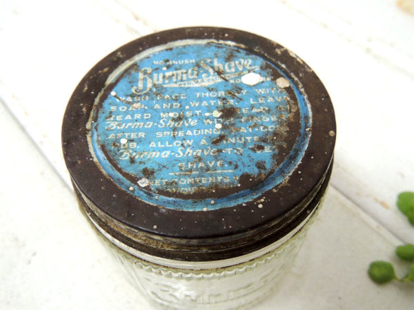 【Burma Sheave】USAヘーゼルアトラス製・アンティーク・ガラス容器/瓶/エンボス/髭剃り