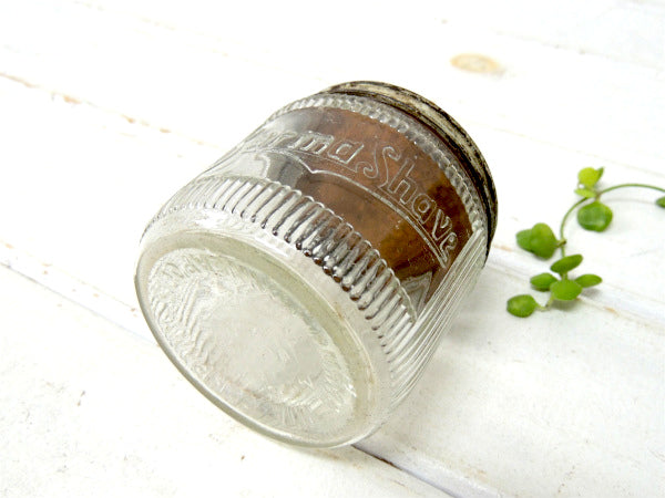 【Burma Sheave】USAヘーゼルアトラス製・アンティーク・ガラス容器/瓶/エンボス/髭剃り