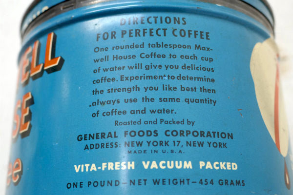 MAXWELL HOUSE COFFEE マックスウェル・ビンテージ・コーヒー缶・ティン缶・USA