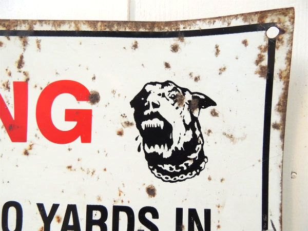 WARNING・侵入禁止・番犬・メッセージ ピットブル・標識・ヴィンテージ・サイン・ブリキ製・看板