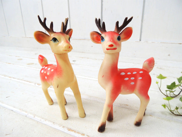 【トナカイ】クリスマス・ヴィンテージ・ソフビドール(2体セット)バンビ