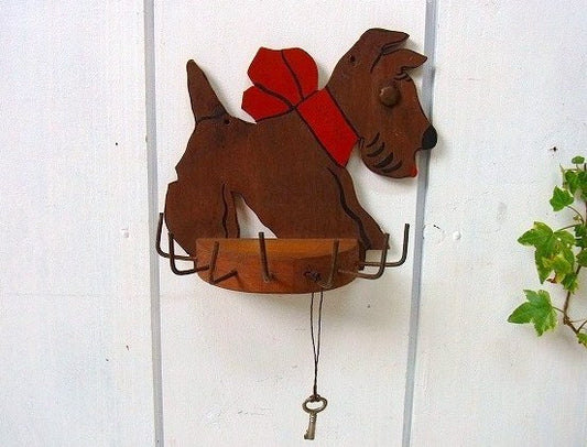 スコッチテリア 犬 ネクタイホルダー 木製 アンティーク フック 壁掛けフック USA