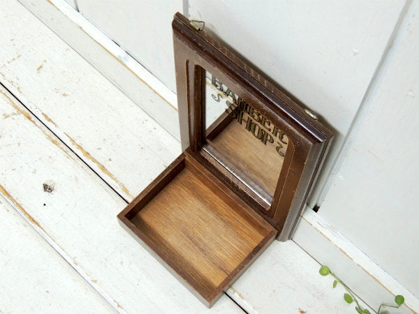 【BARBER SHOP】バーバーショップ・木製・トレイ付き・アンティーク・ミラー・鏡・ウォールデコ