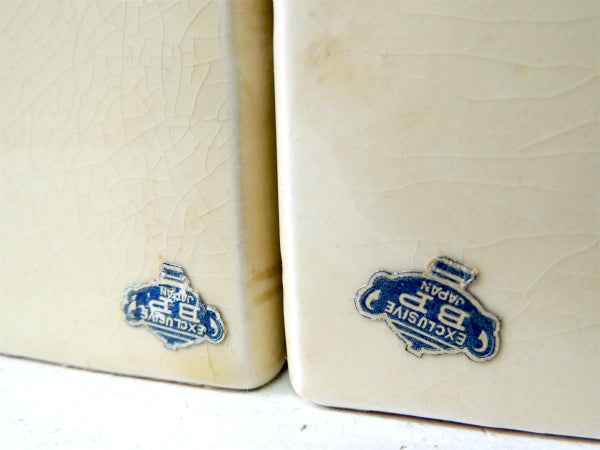 【Exclusive BP】鹿の親子・バンビ・セラミック製・ヴィンテージ・ブックエンド/本立て