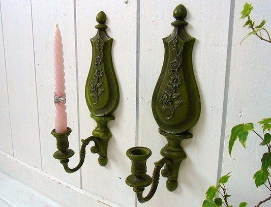 SYROCO 花柄・ヴィンテージ・キャンドルホルダー・2個セット USA・モダンリビング