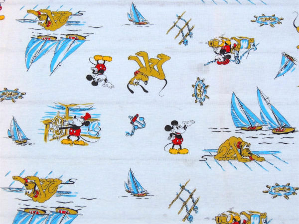 【ミッキー&プルート】激レア!ヨット&マリン柄・ヴィンテージ・ファブリック/生地