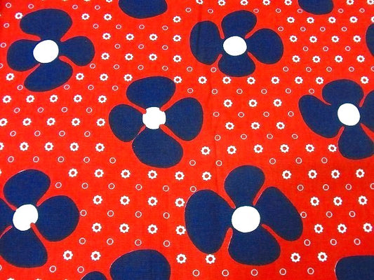 レトロポップな花柄・デッドストック・ヴィンテージ・ファブリック/生地　USA