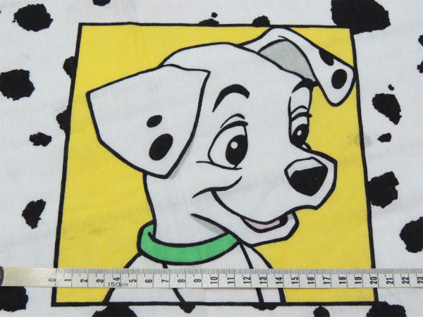 【101匹わんちゃん】ダルメシアン柄・犬・ヴィンテージ・ユーズドシーツ(フラットタイプ) USA