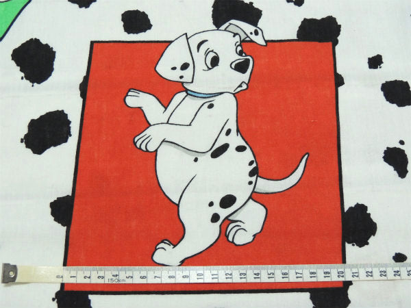 【101匹わんちゃん】ダルメシアン柄・犬・ヴィンテージ・ユーズドシーツ(フラットタイプ) USA