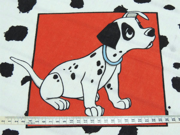 【101匹わんちゃん】ダルメシアン柄・犬・ヴィンテージ・ユーズドシーツ(フラットタイプ) USA