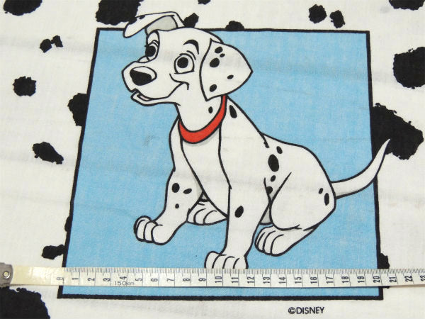 【101匹わんちゃん】ダルメシアン柄・犬・ヴィンテージ・ユーズドシーツ(フラットタイプ) USA
