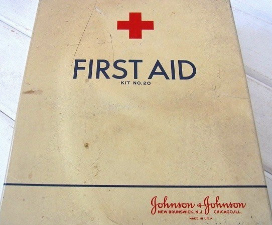 【ジョンソン&ジョンソン】ファーストエイド・アンティーク・救急箱/メディスンキャビネット USA
