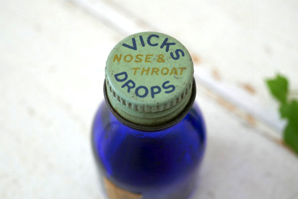 VICKS DROPS・ヴィックス ドロップ アンティーク・コバルトブルー・ガラス瓶・オールドボトル