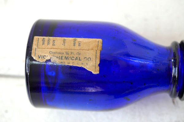 VICKS DROPS・ヴィックス ドロップ アンティーク・コバルトブルー・ガラス瓶・オールドボトル