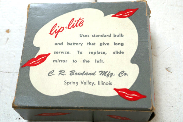 Lip Lite 1950s レッドカラー・ヴィンテージ・ハンドミラー・手鏡・ライト&箱付き USA
