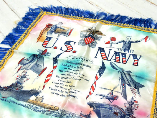 【US NAVY】アメリカ海軍・WWII・スーベニア品・ヴィンテージ・クッションカバー・ピロケース