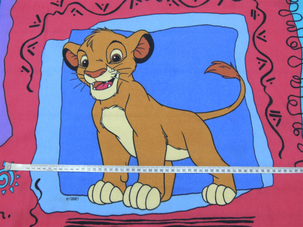 【ライオンキング】ディズニー映画・シンバ&プンバァ・パネル柄・ユーズドシーツ(フラットタイプ)