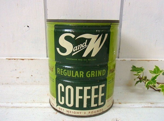S&W COFFEE ブリキ製・ヴィンテージ・コーヒー缶 USA