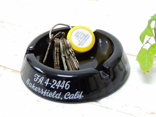 カリフォルニア 筆記体文字・ブラックトーン・ガラス・ヴィンテージ・灰皿・アドバタイジング USA