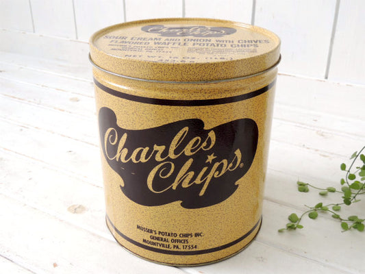 【Charles Chips】サワークリーム&オニオン・ポテトチップス・ビンテージ・ティン缶・USA