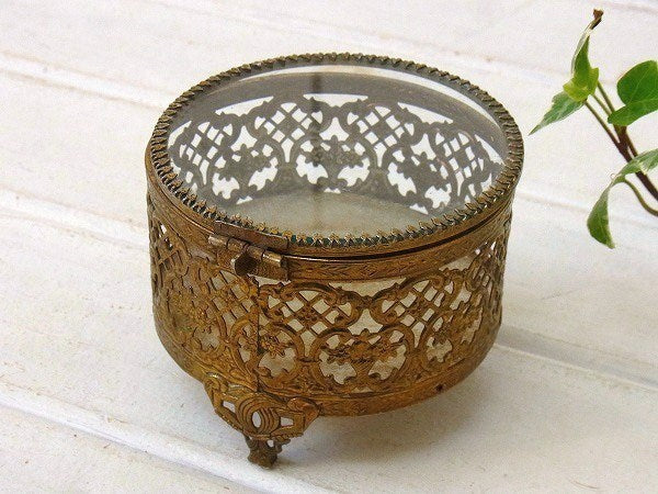 脚付き・アンティーク・ジュエリーボックス/宝石箱/アクセサリーケース USA