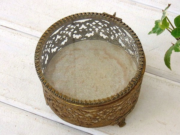 脚付き・アンティーク・ジュエリーボックス/宝石箱/アクセサリーケース USA