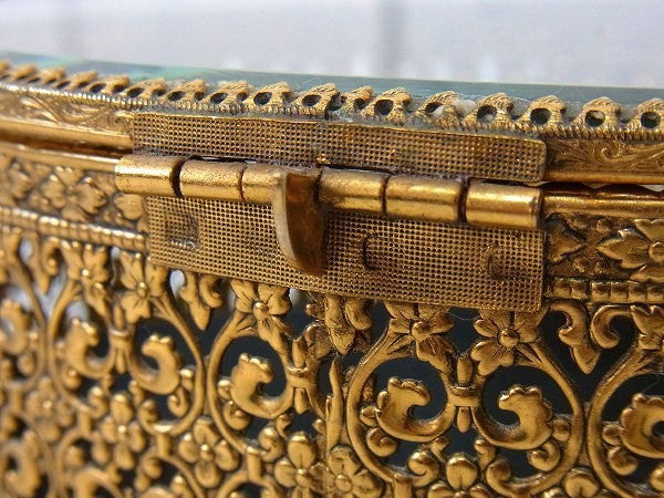 【Stylebuilt】ベベルガラス・24K・オーバル型・脚付きアンティーク・ジュエリーボックス