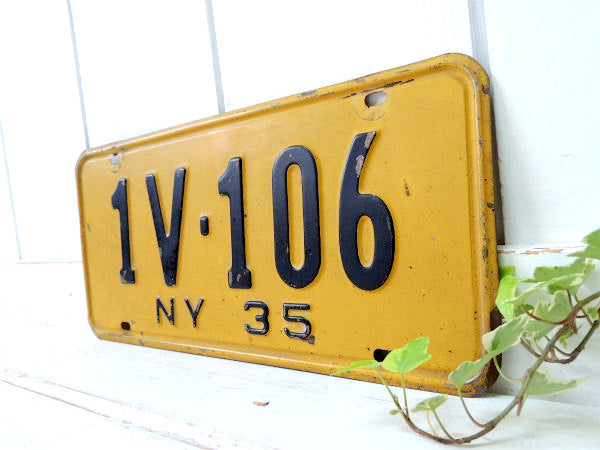 NY・ニューヨーク・1935’s・ヴィンテージ・ナンバープレート・1V-106・アメ車