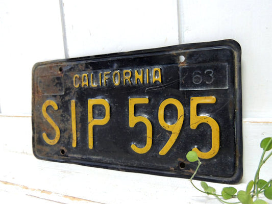 【カリフォルニア】1963年・SIP595・ヴィンテージ・ブラック×イエロー・ナンバープレート